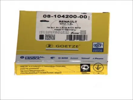 Кільця поршневі RENAULT 79,50 K4J / K4M / K7M 1,4 / 1,6 GOETZE 08-104200-00