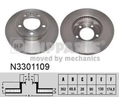 Диск тормозной Renault MASTER 10-; Nissan NV 400 NIPPARTS N3301109