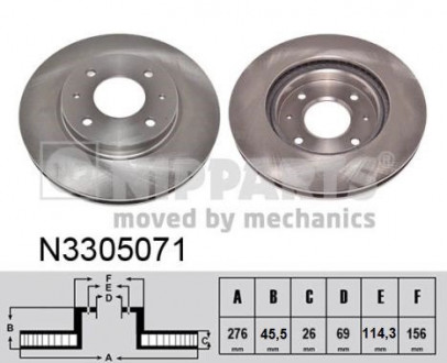 Диск тормозной Mitsubishi LANCER 03-; GALANT -04 NIPPARTS N3305071