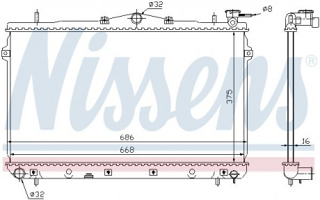 Радиатор охлаждения HYUNDAI ELANTRA (J2 / RD) (95-) NISSENS 62298