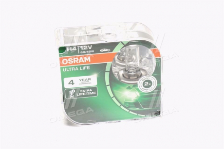 Лампа фарная H4 12V 60 / 55W P43t ULTRA LIFE (компл.) (Пр-во) OSRAM 64193ULT-HCB-DUO