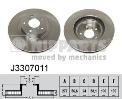Диск тормозной Subaru LEGACY 05- (без упаковки) NIPPARTS J3307011