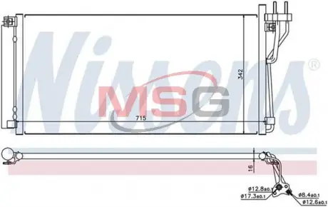 Конденсор кондиціонера GRANDEUR / XG / MAGENTIS 05- NISSENS 94804