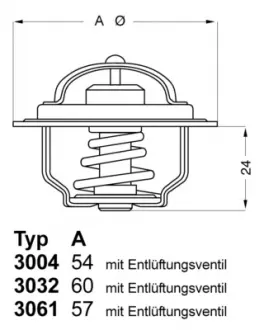 Термостат FIAT; FORD; I SUZU; LANCIA; LAND ROVER WAHLER 3004.82D1
