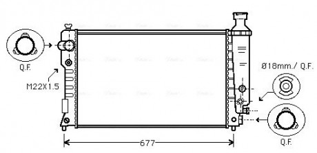 Радиатор охлаждения двигателя PE 405 14/6/8/20 MT 92-96 (Ava) AVA COOLING PEA2125