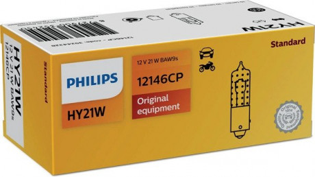 Автолампа Vision HY21W BAW9s 21 W оранжевая PHILIPS 12146CP