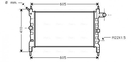 Радиатор охлаждения двигателя ASTRA F 1.4 / 1.6 LONG PIN (Ava) AVA COOLING OLA2023