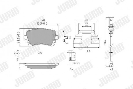 Колодка торм. VW T5 (7HM), T5 (7HB, 7HJ) задн. Jurid 573220J