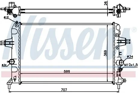 Радіатор охолодження OPEL ASTRA G (98) 1.6i NISSENS 630704