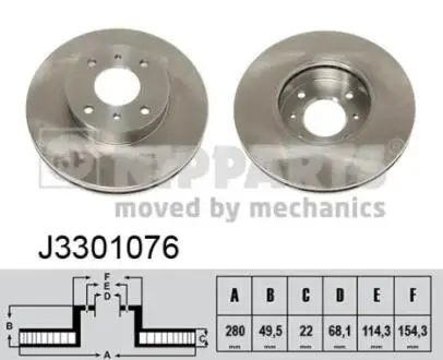 Диск гальмівний Nissan ALMERA II, PRIMERA NIPPARTS J3301076