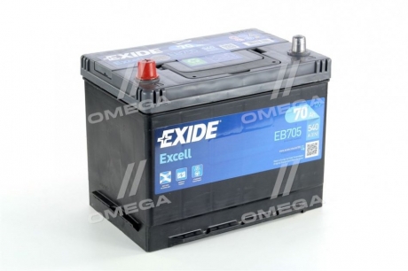 Аккумулятор 70Ah-12v EXCELL (266х172х223), L, EN540 EXIDE EB705 (фото 1)