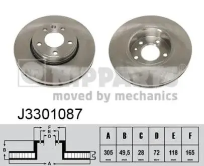 Диск гальмівний Nissan, Opel, Renault NIPPARTS J3301087