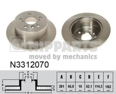 Диск тормозной Toyota CAMRY 40, 50 NIPPARTS N3312070