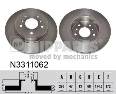 Диск тормозной Nissan QASHQAI 14- NIPPARTS N3311062