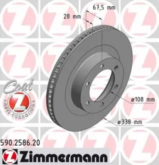 Тормозной диск перед вентил Land Cruiser 120 Prad ZIMMERMANN 590258620