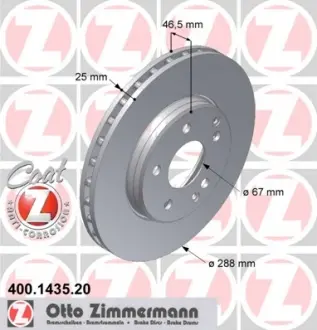 Гальмівний диск передвентіл W210 (20-24,20D-30D) W ZIMMERMANN 400143520