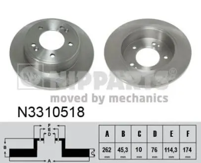 Диск тормозной Hyundai VELOSTER NIPPARTS N3310518