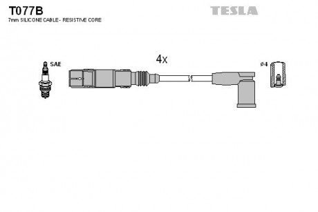 К-т проводов высокого напряжения TESLA T077B