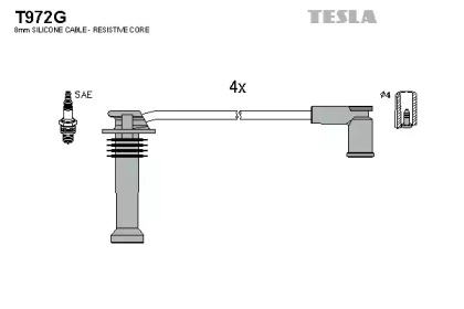 К-т проводов высокого напряжения TESLA T972G (фото 1)