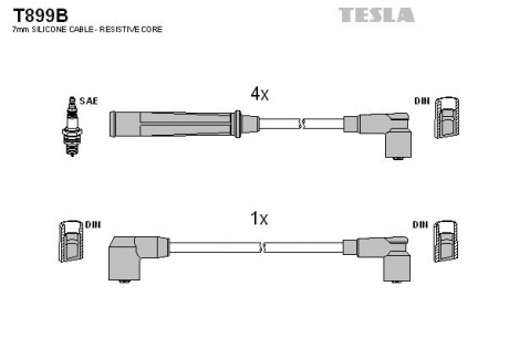 К-т проводов высокого напряжения TESLA T899B