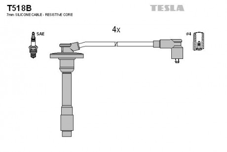 К-т дротів вісокої напруги TESLA T518B