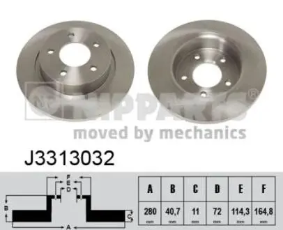 ДИСК ТОРМ задніх NIPPARTS J3313032