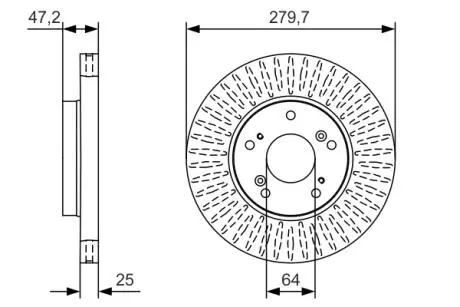 Тормозной диск HONDA Civic \ &#039;\&#039; F \ &#039;\&#039; 1,3-2,2 \ &#039;\&#039; 11 &gt;&gt; BOSCH 0986479B01 (фото 1)