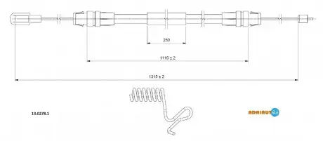 Трос тормозной Ford Transit 2006 ADRIAUTO 13.0278.1 (фото 1)