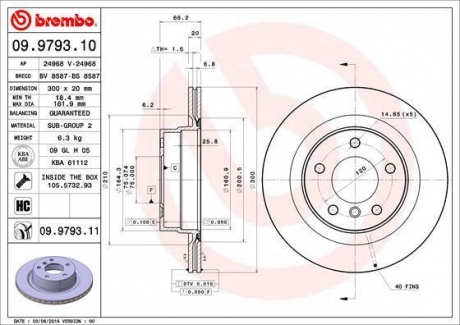 Тормозной диск BREMBO 09.9793.11 (фото 1)