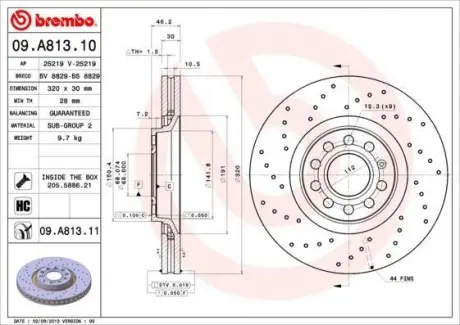 Диск тормозной BREMBO 09.A813.11