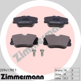 Гальмівні колодки перед Mercedes W124 20i-30i-20D- ZIMMERMANN 209411901