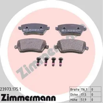 Гальмівні колодки перед Nissan Micra-Note-Tiida-Re ZIMMERMANN 239731751 (фото 1)