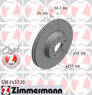Тормозной диск передвентил SUBARU Legacy-Impreza ZIMMERMANN 530245720 (фото 1)