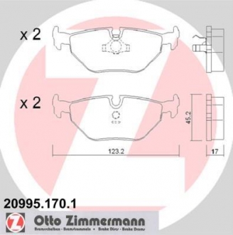 Тормозные колодки зад BMW E34 18-40i-E32 30-50i ZIMMERMANN 209951701 (фото 1)
