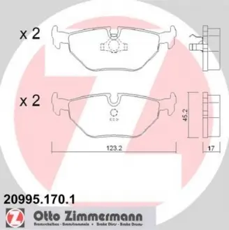 Тормозные колодки зад BMW E34 18-40i-E32 30-50i ZIMMERMANN 209951701