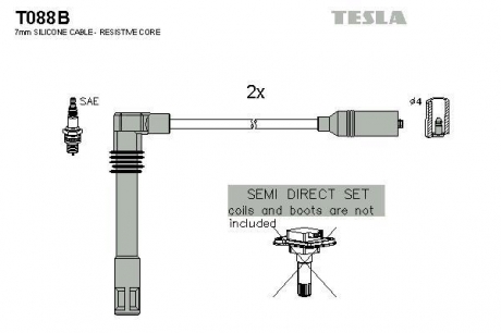 Комплект высоковольтных проводов TESLA T088B