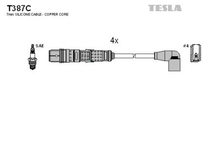 Кабель запалювання, к-кт Seat Ibiza, Cordoba 1.6 BAH 04.03- TESLA T387C