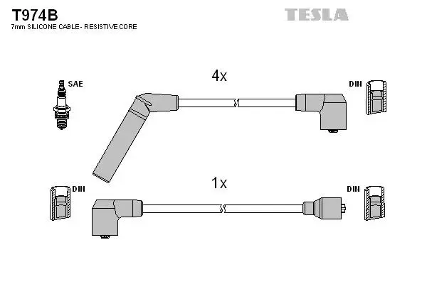 К-т проводов высокого напряжения TESLA T974B (фото 1)