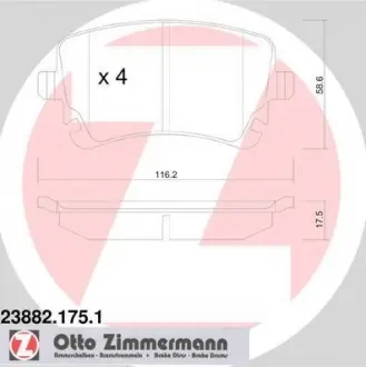 Тормозные колодки дисковые ZIMMERMANN 238821751
