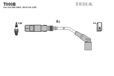 К-т проводов высокого напряжения TESLA T080B