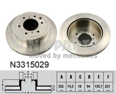 Гальмiвній диск NIPPARTS N3315029