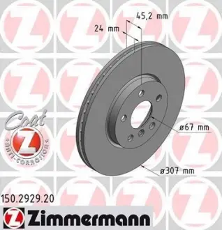 Диск тормозной ZIMMERMANN 150.2929.20