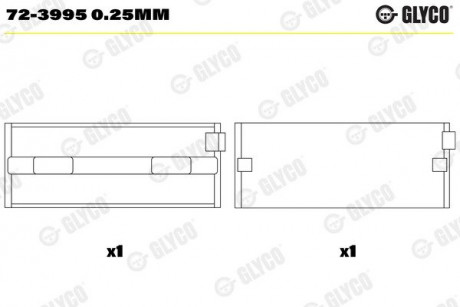 Підшипник коленвала Glyco 72-3995 0.25MM