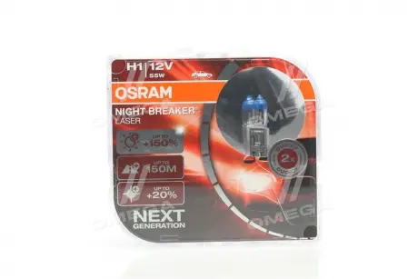 Лампа ФАРН H1 12V 55W P14,5s NIGHT BREAKER LASER next generation (+150) компл. OSRAM 64150NLHCB (фото 1)