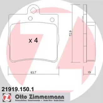 Колодки тормозные дисковые ZIMMERMANN 21919.150.1