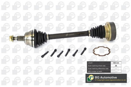 Полуось Golf / Passat / Octavia 93-09 (36z / 556mm) Л. BGA DS9618L