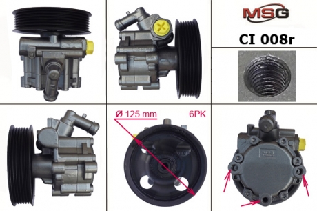 Насос ГУР восстановленный CITROEN C5 01-04, C5 04-, C5 Break 01-04, C5 Break 04-; FIAT SCUDO 07- MSG CI008R