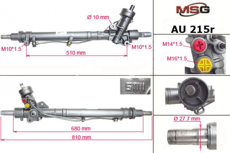 Рульова рейка з ГУР відновлена ​​AUDI A6 01.97-01.05; AUDI A6 Avant 11.97-01.05 MSG AU215R
