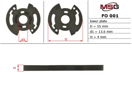 Плита насоса ГУР нижня FORD COUGAR 1998-2001, FOCUS 1998-2004, MONDEO 1996-2001 MSG FO001LPLATE