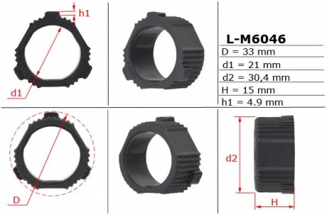 Втулка рулевой рейки без ГУР 21,00 / 30,40 / 33,00 * 4,90 / 15,00 тип 6A EMMETEC L-M6046